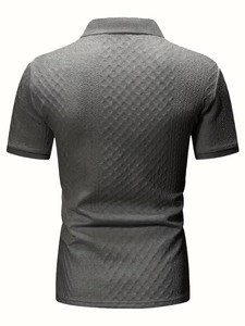 เสื้อเชิ้ตแฟชั่นลำลองผู้ชาย ผ้าเนื้อเรียบ ปกคอพับ แขนสั้น สวมใส่สบาย ระบายอากาศได้ดี เป็นมิตรกับสิ่งแวดล้อม ผลิตจากโพลีเอสเตอร์/ผ้าฝ้าย - Product Image 6