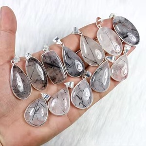 Colgante de cuarzo rutilo natural, cabujón de cristal curativo, piedra chapada en plata de ley 925 con ajuste de bisel, lote Manauafacaters - Product Image 6