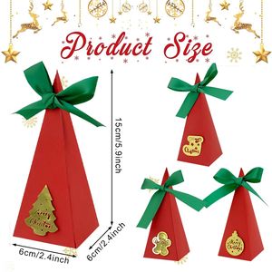20 Cajas de Dulces Navideñas Multicolores, Lindas y Decorativas, 4 Estilos, Cajas de Regalo con Cinta, Triangulares, para Fiestas de Cumpleaños - Product Image 2
