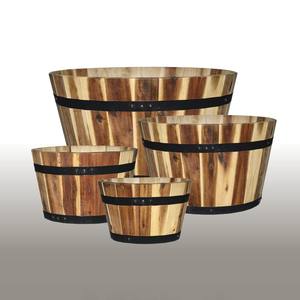 Jardinière ronde en bois d'acacia, écologique, durable, moderne, pour plantes d'intérieur/extérieur, support pour fleurs de jardin - Product Image 3