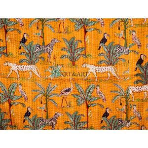 ผ้าห่มควิลท์ทำมือจากผ้าฝ้ายแท้ 100% ลายดอกไม้สไตล์อินเดีย คุณภาพสูง นุ่มสบาย เป็นมิตรกับสิ่งแวดล้อม แบบวินเทจ Kantha สำหรับขายส่ง - Product Image 2