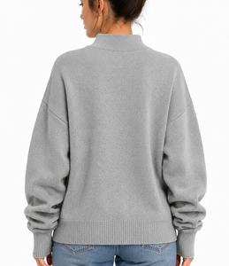 Sudadera de cuello alto con efecto desgastado para mujer, con logo personalizado, de forro polar oversize, hombros caídos, estilo streetwear, top de invierno - Product Image 4