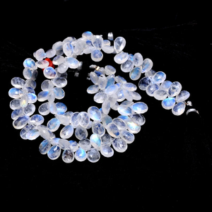 Piedra lunar blanca AAA de 7x10 mm, forma de pera, briolette, piedra lunar natural con fuego azul arcoíris, piedra semipreciosa, cuentas sueltas para joyería. - Product Image 3