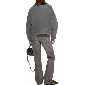 Sweat-shirt ras du cou pour homme en coton biologique premium, molleton teint en pièce épais, logo personnalisé, coupe décontractée, marque privée OEM - Product Image 3