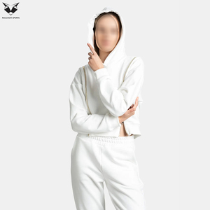 Zip Style In White Color Ladies Gym Crop Tracksuits Long Sleeve Best Seller Product Crop Tops And Jogger Tracksuit Set For Women - Product Image 2