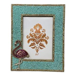 Multicolor Striped Seed Bead Photo <b>Frame</b> Handmade Glass Bead Picture Holder Tabletop Portrait Display Stand Office Home Decor - Product Image 5