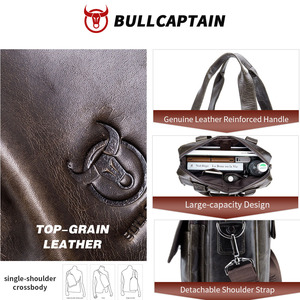 Maletín BULLCAPTAIN de cuero vacuno de primera capa, bolso de mano retro para hombre, bandolera de gran capacidad, bolso informal para computadora, bolso de hombro para hombre - Product Image 3