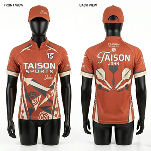 เสื้อดาร์ทผู้หญิง ผ้าโพลีเอสเตอร์พรีเมียม 150 GSM ระบายอากาศได้ดี สีเหลือง-เทา ดีไซน์ลายแผง พิมพ์โลโก้แบบซับลิเมชั่นตามสั่ง - Product Image 6