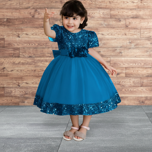 Vestido de Lentejuelas de Primera Calidad para Niña, Diseño Personalizado, Terciopelo de Lujo con Bordado y Lazo, Vestido de Fiesta de Cumpleaños, Boda, Evento Formal - Product Image 5