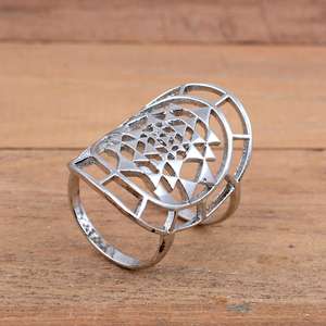 SHYAM JEWELRS 925 <b>Sterling</b> <b>Silver</b> Luxury Unisex Meander Pattern Etched Wrap <b>Ring</b> Handmade <b>Adjustable</b> Double Band Finger Splint - Product Image 4