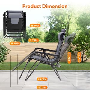Heavy Duty Outdoor Recliner Foldable Anti-Gravity Leisure Chair with Sleeve Encased Zero Gravity Beach Chair - Product Image 3
