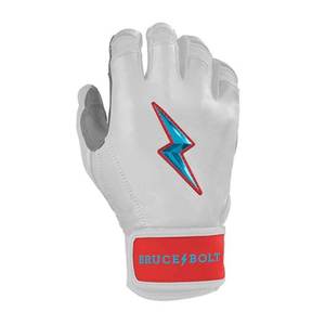 Bruce <b>Bolt</b> White Leather Batting Gloves Padded <b>Hook</b> Loop Closure Unisex Adult Training Customizable Colors & Sizes Wrist Support - Product Image 4