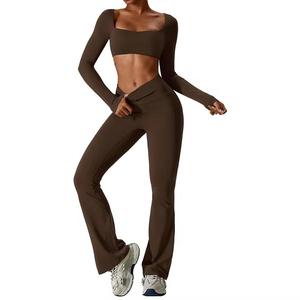 Full Length Racerback Bra Backless Yoga Print Seamless Shock-absorbing Wearable Breathable 2-Piece High Waist SMART FABRIC - Product Image 2