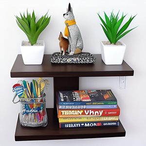 Pre Laminated MDF 2-Tier Standing Type Storage <b>Shelf</b> Display Rack Detachable Design Scratch Resistant for Living Room <b>Desktop</b> - Product Image 4