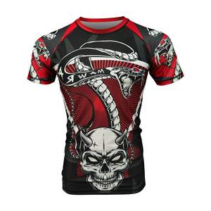 Rashguard Mawra Death Fight avec logo personnalisé, t-shirt de compression UPF50+, tissu extensible respirant, vêtements de sport unisexes, entraînement MMA - Product Image 1