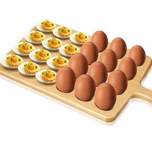Plateau de service en bois pour œufs farcis, 24 emplacements avec rangement pour œufs entiers, à bon prix - Product Image 1