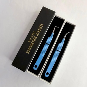 Pince à épiler pour cils GETUP BROSONS en acier inoxydable, courbure à 90 degrés, pointe lisse, outil de précision, emballage en boîte - Product Image 2