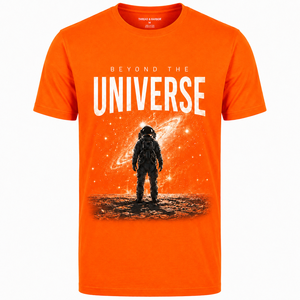 Camiseta Transpirable de Manga Corta con Cuello Redondo y Estampado de Astronauta del Universo en Color Negro para Hombre, Marca Thread & Harbor, Corte Regular, Informal, 100% Algodón - Product Image 1