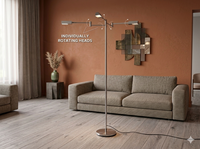 Lámpara de Pie LED Minimalista de Metal, Altura Ajustable, Pantalla Rectangular, Luz Fría Blanca 3000K, Lámpara de Pie para Oficina