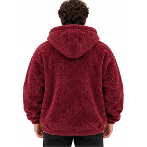 ASKIM IMPEX Oversized Hooded <b>Fleece</b> <b>Sweatshirt</b> Solid Color Pocket Design Casual Winter Wear Red Men's Hoodies & <b>Sweatshirts</b> - Product Image 5