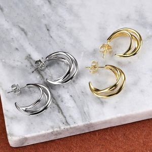 Pendientes de Aro Minimalistas Plateados, Joyería para Uso Diario de Mujer - Product Image 2