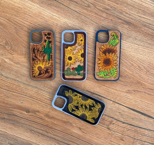 ใหม่ Western ดอกทานตะวันหนัง iPhone กรณีหนัง Toolled เคสโทรศัพท์ Cowgirl อุปกรณ์เสริมใช้งานร่วมกับรุ่น 13 14 & 15 โทรศัพท์กรณี - Product Image 2