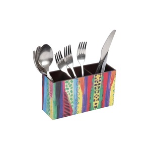 Porte-couverts en bois écologique avec compartiment pour papier absorbant, support pour cuillères et fourchettes pour la table de cuisine, Inde - Product Image 3