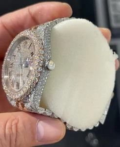 Nouvelle montre pour homme tendance et luxueuse, fabriquée à la main en alliage, entièrement sertie de diamants véritables VVS, mouvement à quartz ETA, résistante à l'eau 10 bars, verre de 20 mm - Product Image 5