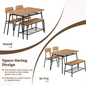 Set da Pranzo Salvaspazio 4 Pezzi con Panca e Sedie Marrone+Nero Design Salvaspazio - Product Image 5