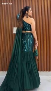 Lehenga-Dupatta con Choli Integrado, Diseño Elegante en Faux Georgette con Bordado de Lentejuelas, Estilo Sirena, para Mujer - Product Image 2