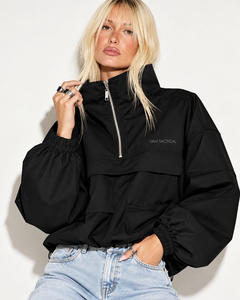 Chaqueta Táctica Negra para Mujer Sam, Cuello Alto, Cierre de Cremallera, Mangas Abullonadas, Estilo Bomber Oversize, Precio Económico, Venta al Por Mayor - Product Image 2