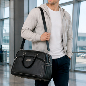 Made in Korea Lightweight Large Capacity PU Leather Weekender Boston <b>Duffel</b> <b>Bag</b> with Polyester Lining GE_4243 - Product Image 5