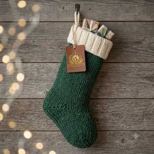 Calcetín navideño de reno tejido a mano, de punto grueso, reutilizable, de lana, para colgar en la chimenea, bolsa navideña familiar - Product Image 3