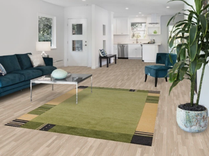 พรมขนสัตว์ทอมือคุณภาพสูง สีเขียวพื้นหลากสี  ไม่ลื่น  ผลิตด้วยมือ เป็นมิตรกับสิ่งแวดล้อม เหมาะสำหรับห้องนั่งเล่น เด็ก และใช้ในเชิงพาณิชย์ - Product Image 4