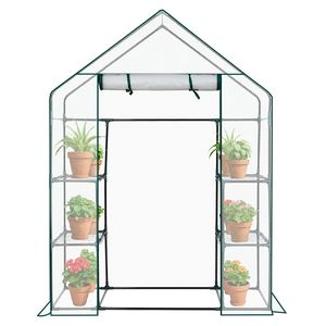 Mini Serra da Giardino 142x74x196 cm per Interni ed Esterni con 4 Ripiani, Copertura in Polietilene e Telaio in Legno per Giardinaggio - Product Image 6