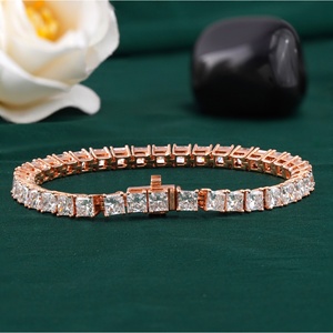 13.53 CT Lab Grown Princess Cut Diamond Tennis Bracelet 14K Rose Gold 4-Prong Fashionable Style - Product Image 2