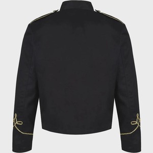 Men's Black <b>Mandarin</b> <b>Collar</b> Hussar <b>Jacket</b> With Gold Embroidery Button Closure Formal Winter Coat Slim Fit Polyester Shirt <b>Jacket</b> - Product Image 2