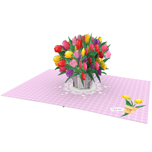 Tarjeta de Felicitación Hecha a Mano de Papel Origami con Diseño 3D de Vagón de Pansies, Fabricada en Vietnam, Venta al por Mayor ODM/OEM - Product Image 4