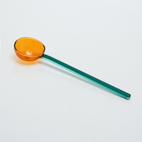 Cuillères à salade en verre à long manche, tête ronde, colorées, pour un usage facile, accessoires de cuisine en gros