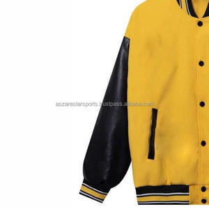 Vestes de baseball pour hommes avec manches en cuir / Vente en gros de vestes varsity pour hommes à manches longues en cuir coupe-vent matelassées - Product Image 2