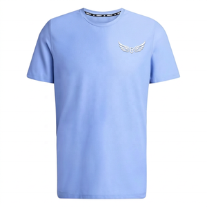 Camiseta de Manga Corta Azul Claro para Hombre con Logotipo de Ala Bordado, Cuello Redondo, Corte Regular Informal, Tela Jersey - Product Image 1