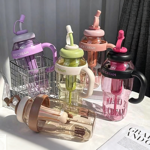 Bouteille d'eau en plastique mignonne avec paille, grande capacité, tasse de sport réutilisable, écologique avec infuseur à thé, compatible lave-vaisselle - Product Image 4