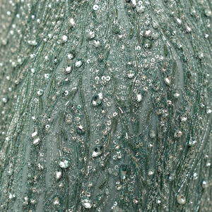 Luxury Sage Green Sequin Straight Floor-Length Evening Gown Women Deep V Neck Beading Crystal Party Wear Prom Dress - Product Image 3