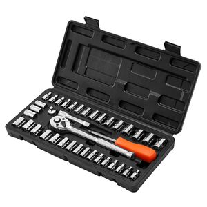 Set di chiavi a bussola da 39 pezzi da 3/8 e 1/4 di pollice, kit di attrezzi meccanici SAE e metrici con cricchetti, Torx e attacchi a brugola - Product Image 6