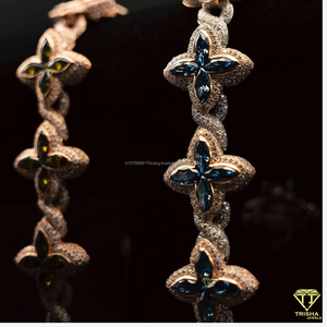 Luxury Floral Inspired Lab Grown Diamond <b>Bracelet</b> Set With Dazzling Marquise Cut Stones In 925 Sterling Silver - Product Image 1