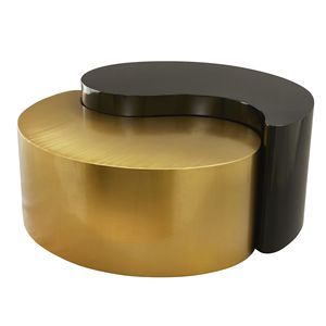 Set di 2 tavolini da caffè Ying Yang in stile moderno e contemporaneo con struttura in lamiera di ferro in nero e oro - Product Image 4