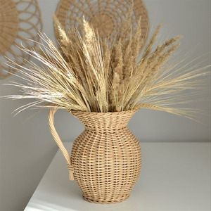 Jarrón de Ratán Rústico para Decoración del Hogar, Jarrón Moderno para Flores con Lazo, Diseño OEM Personalizado, Hecho a Mano en Fábrica de Vietnam - Product Image 1