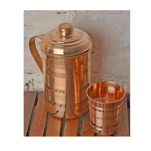 Jarra de Agua de Cobre Puro, Jarra de Cobre Martillado con Tapa y Asa de Metal para el Hogar, Oficina, Bebidas Ayurvédicas - Product Image 3