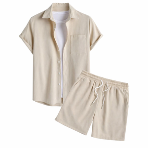 Ensemble deux pièces pour homme, vêtements décontractés de haute qualité, design personnalisé, short et chemise d'été - Product Image 1