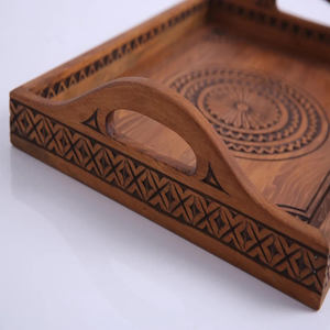 Plateau de service en bois fait main, finition rustique à grain naturel, pour hôtel, maison, cuisine, table basse, décoration, vente en gros - Product Image 3